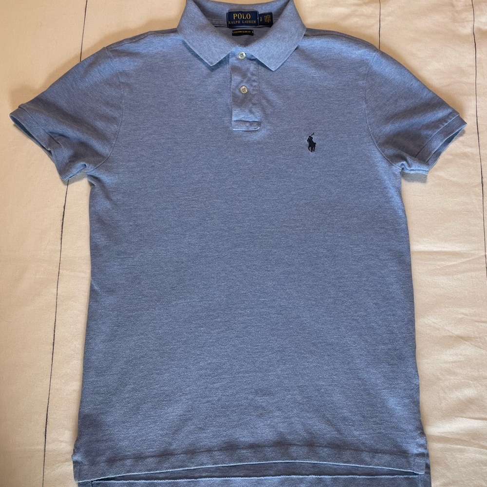 Ralph Lauren Custom Slim Blue Polo Shirt